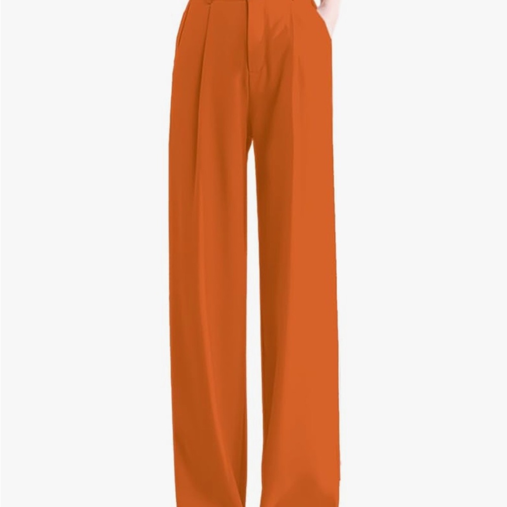 Elegant Wide-Leg Pants in Bold Orange